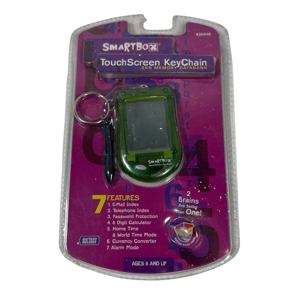 Rare Smartbox TouchScreen KeyChain 2KB DataBank Green Vintage‎ 2002 NIP